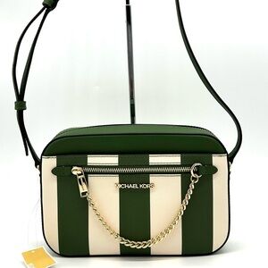 Michael Kors Large EW Zip Chain Xbody Crossbody Bag Fern Green Multi